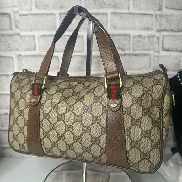 GUCCI Accessory Collection Vintage Satchel Bag GG coated canvas Top zip closure - Picture 2 of 10